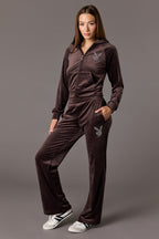 Playboy Velour Rhinestone Flare Pant