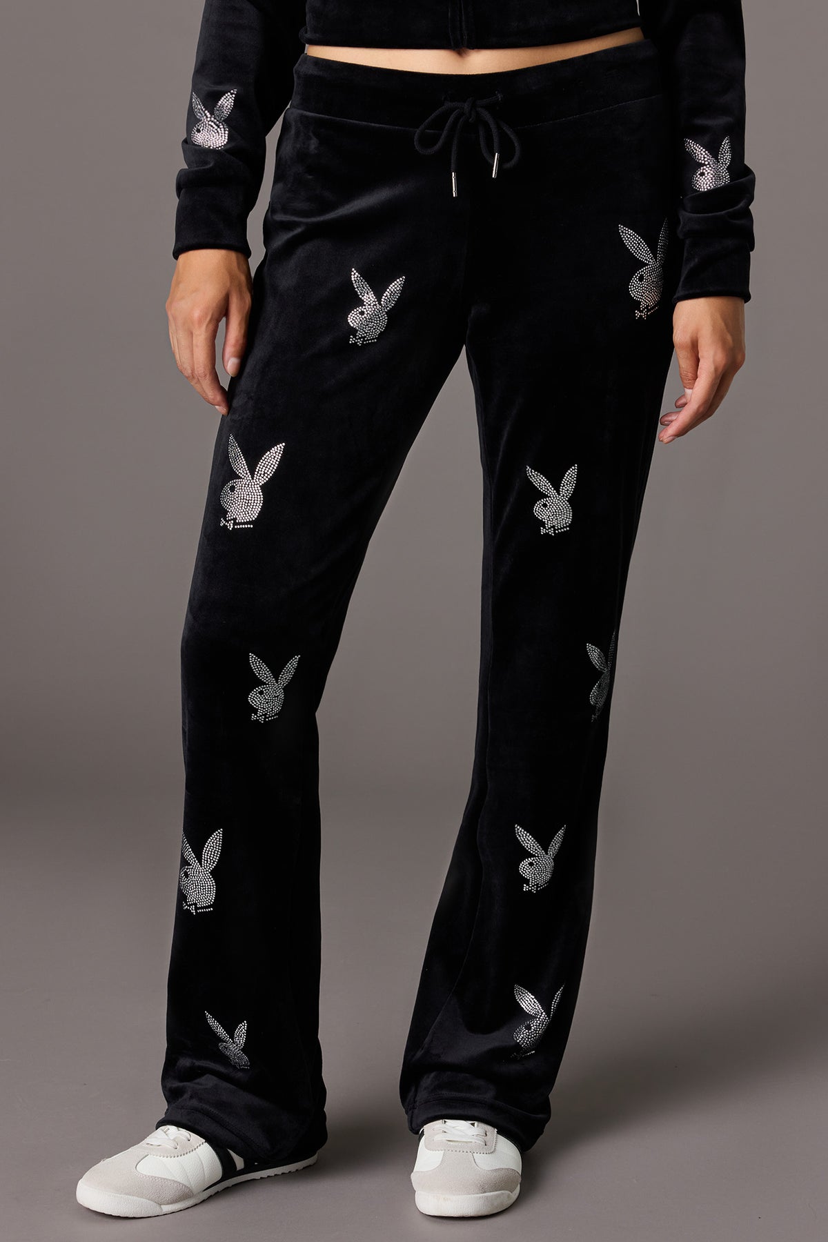 Alt View 5. Playboy Velour Rhinestone Wide Leg Pant - Pink