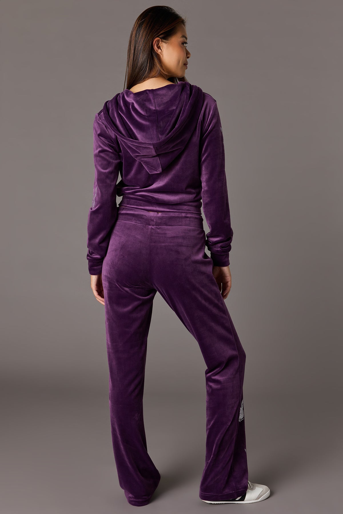 Alt View 3. Playboy Velour Rhinestone Wide Leg Pant - Purple