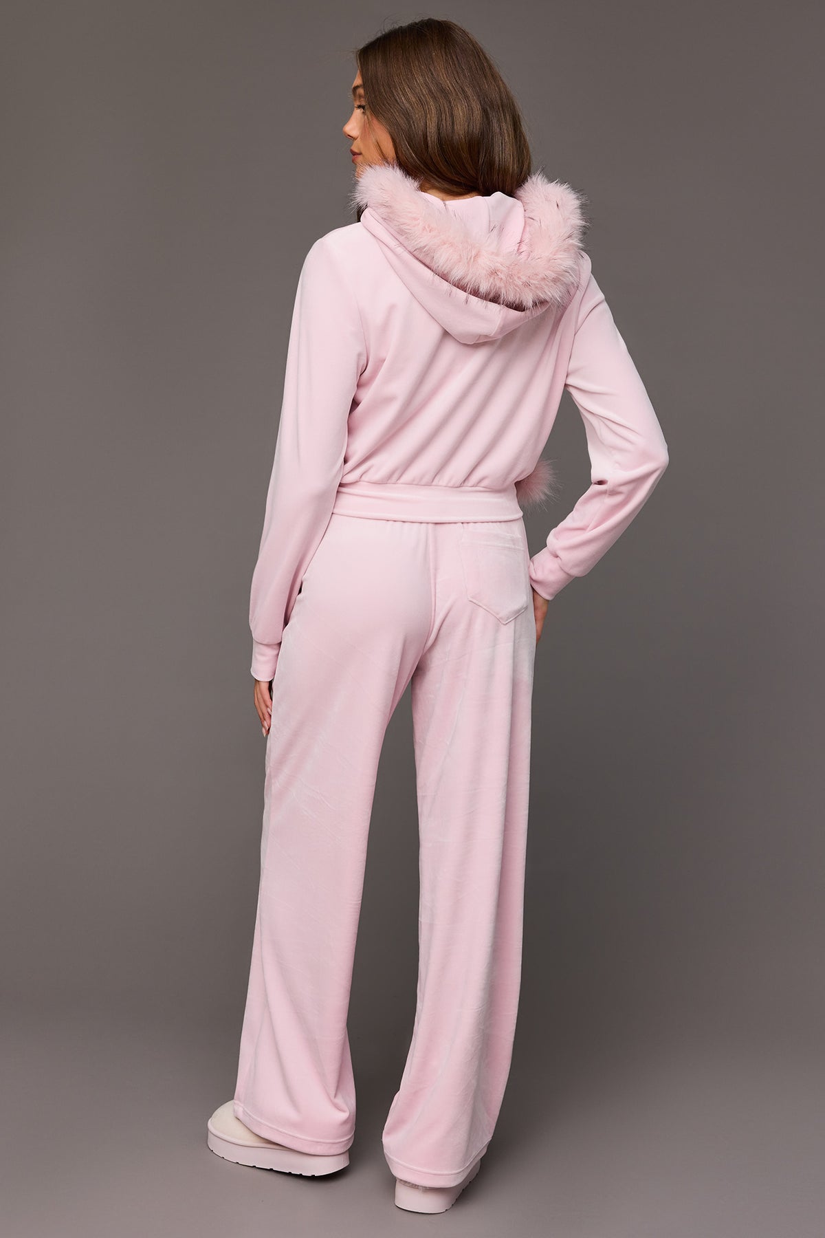Alt View 3. Playboy Velour Rhinestone Wide Leg Pant - Pink