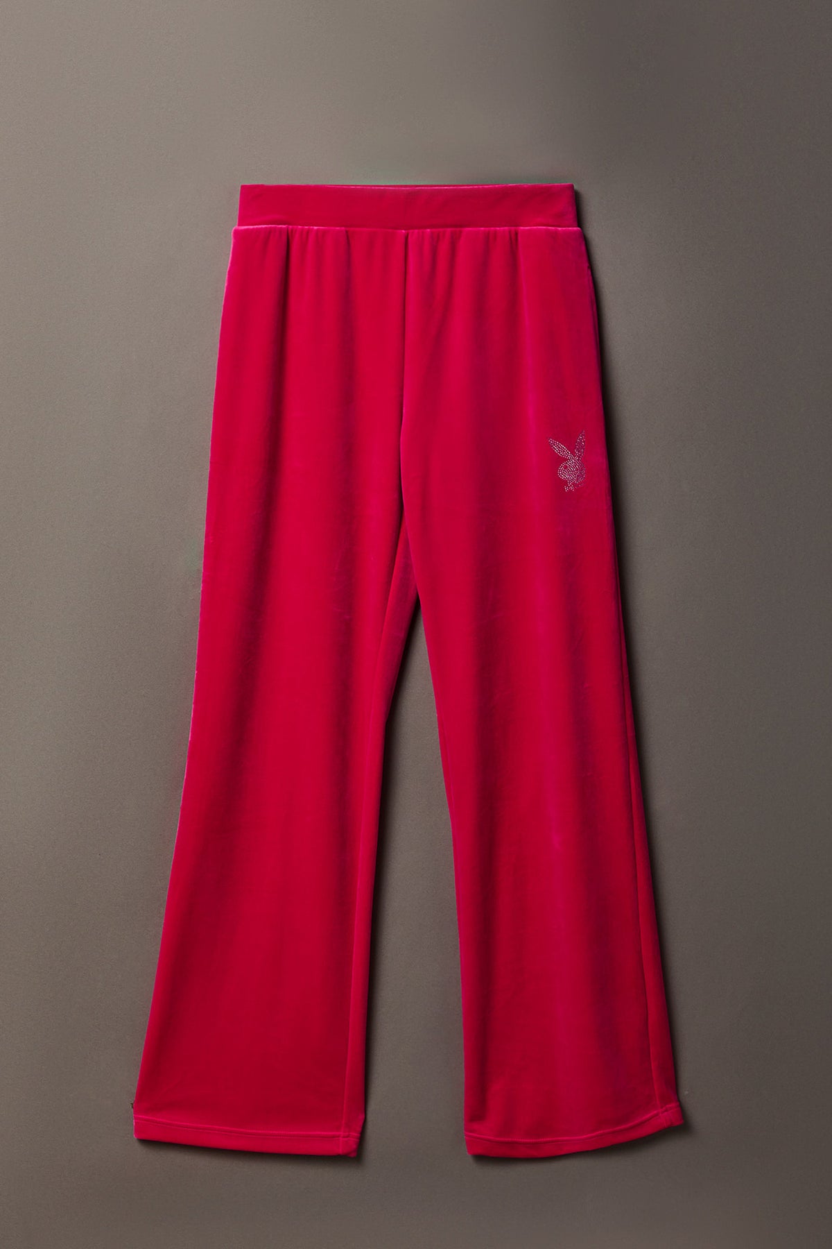Alt View 2. Playboy Velour Rhinestone Wide Leg Pant - Pink