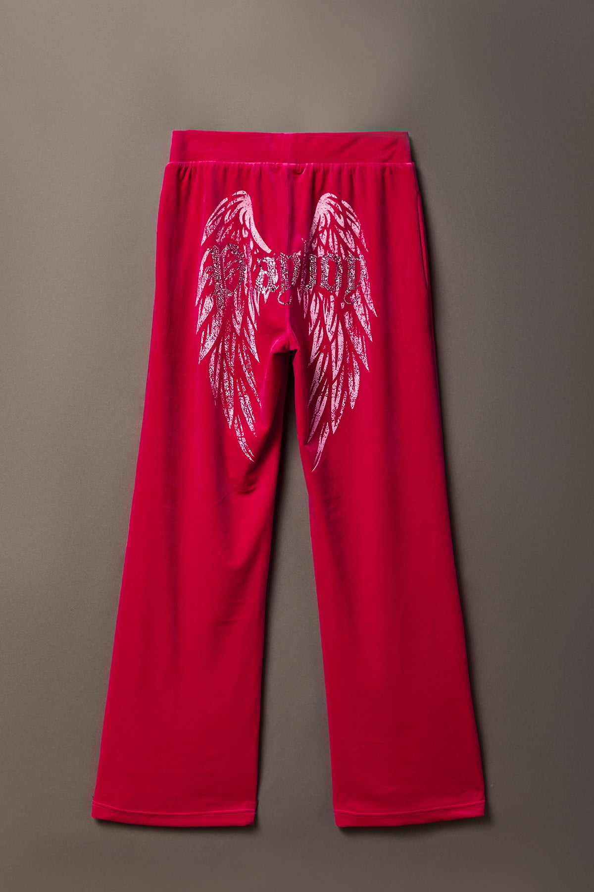 Playboy Velour Rhinestone Wide Leg Pant - Pink