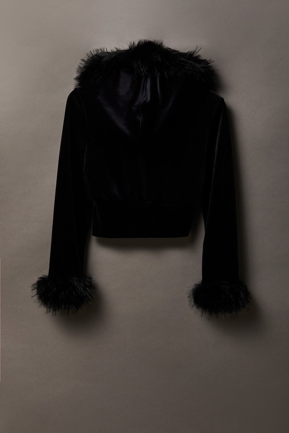 Alt View 2. Playboy Velour Faux Fur Trim Zip Hoodie - Black