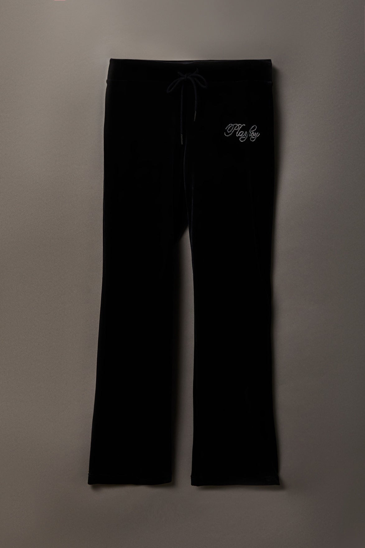 Playboy Velour Rhinestone Flare Pant - Black