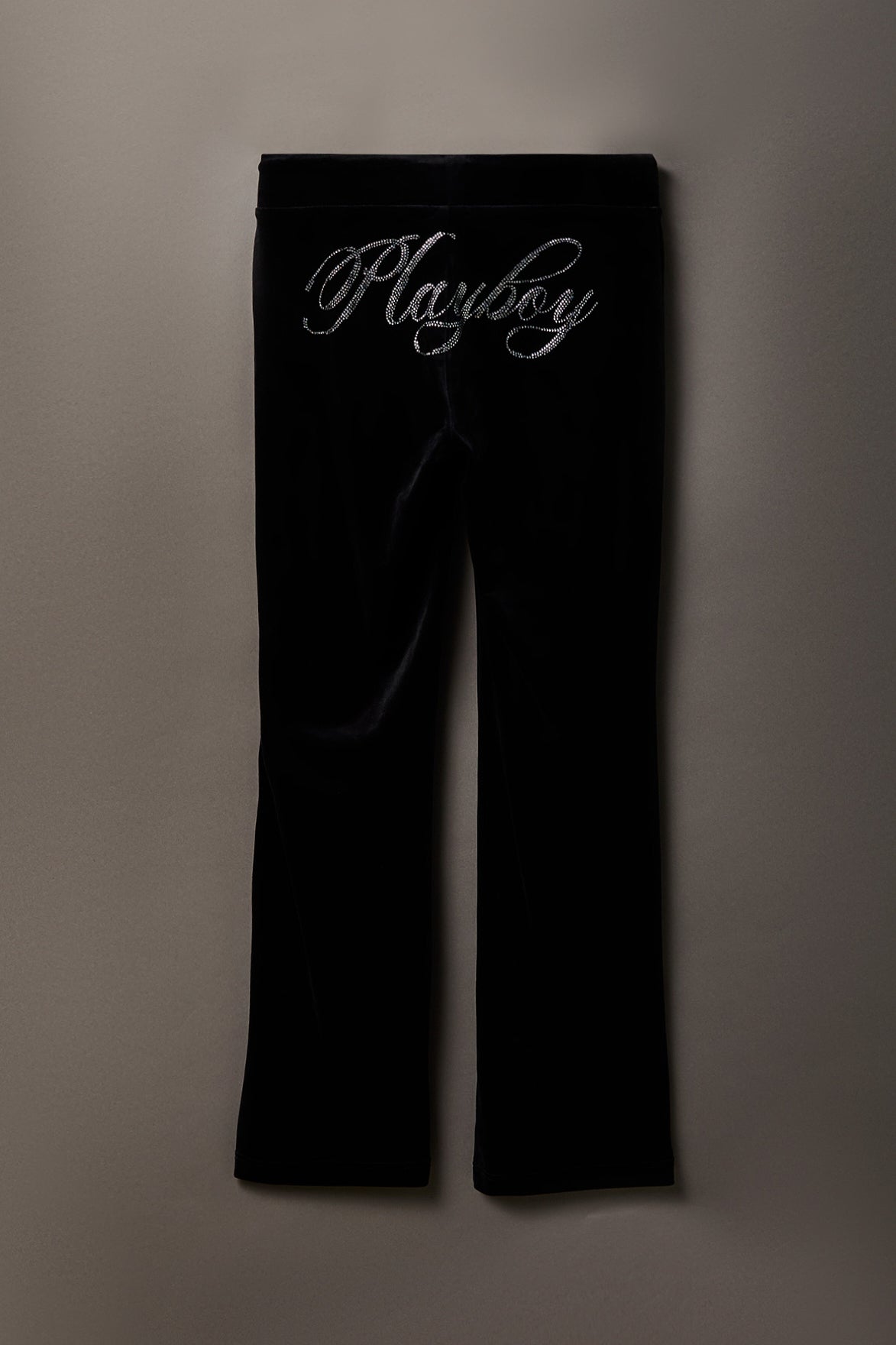 Alt View 2. Playboy Velour Rhinestone Flare Pant - Black