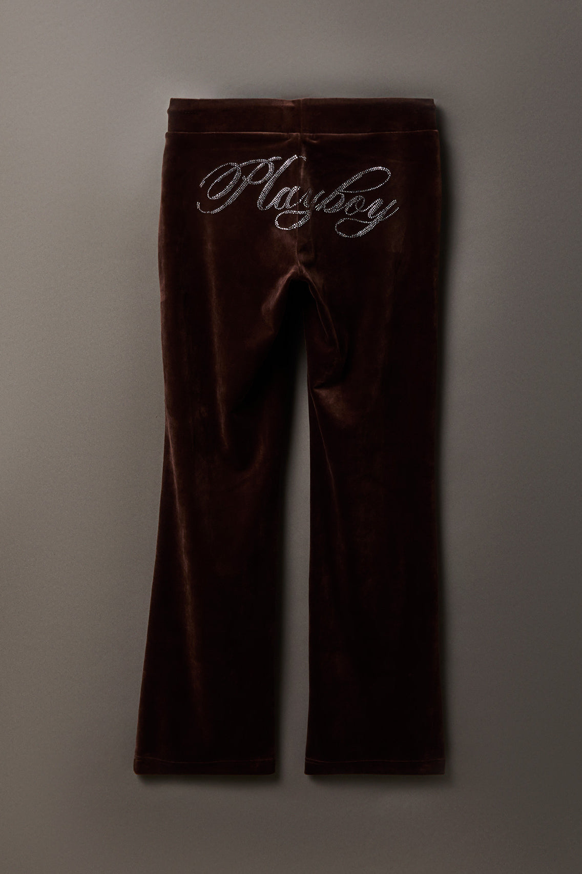 Alt View 2. Playboy Velour Rhinestone Flare Pant - Brown