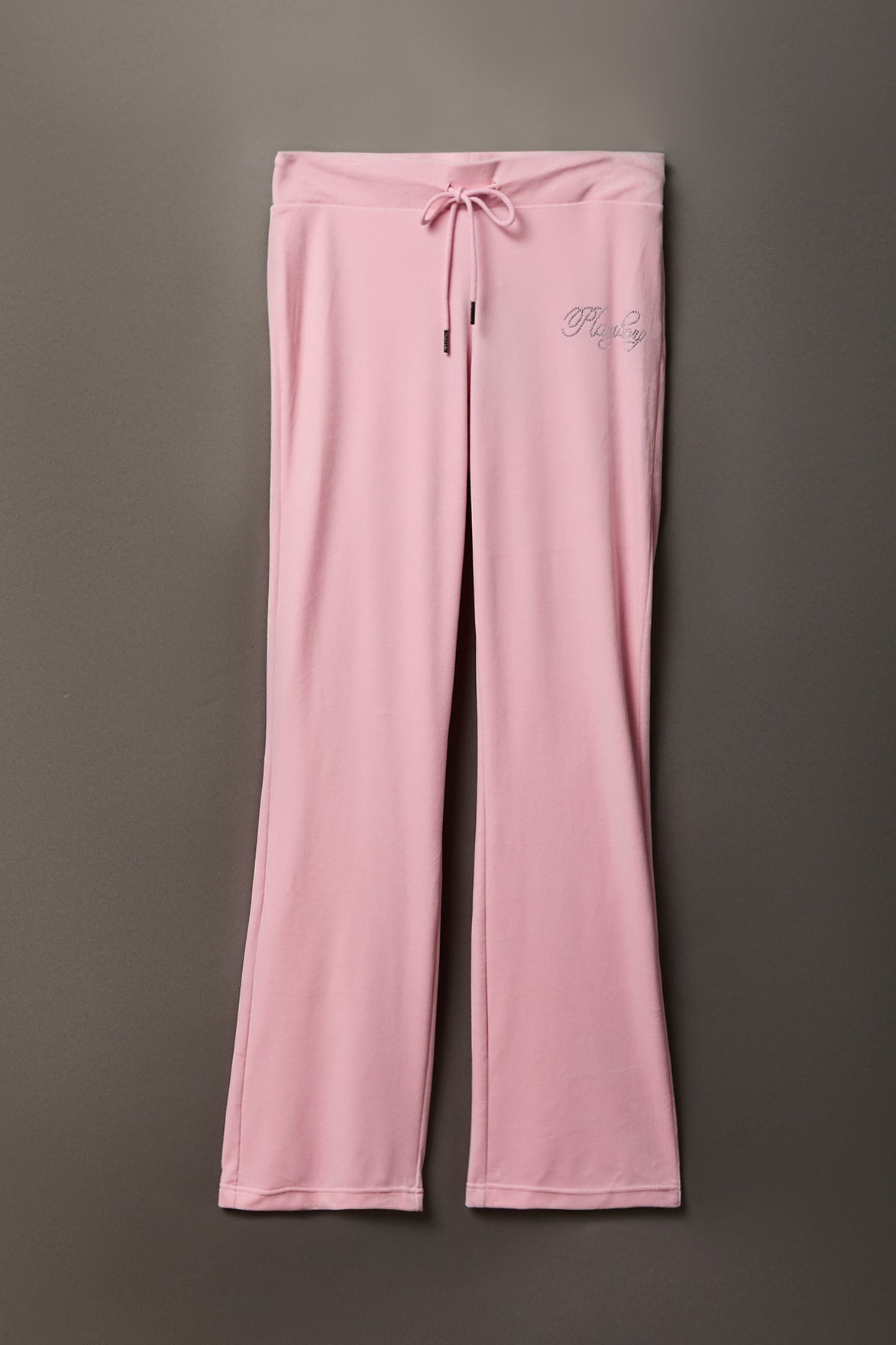 Playboy Velour Rhinestone Flare Pant - Light Pink