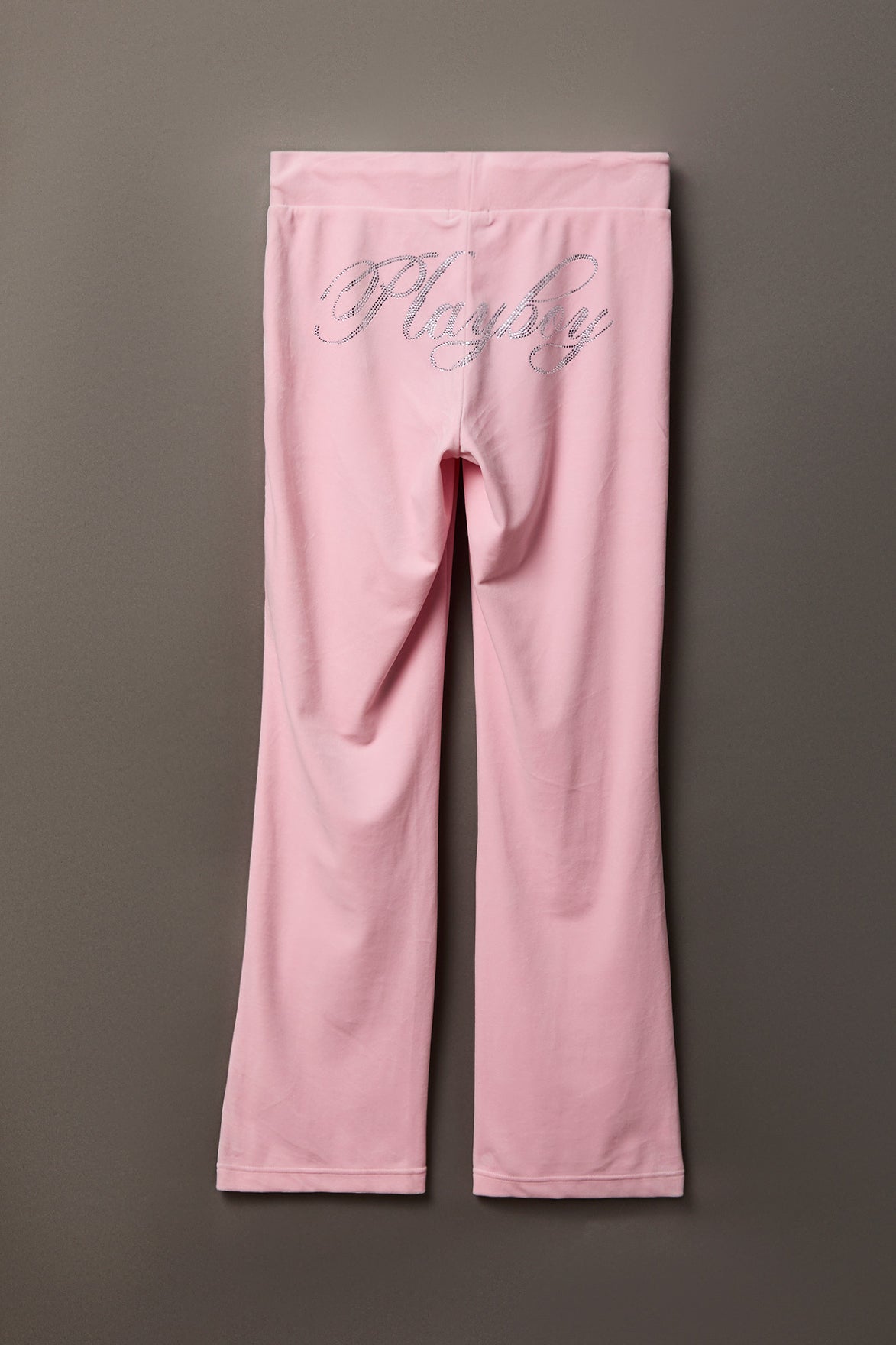 Alt View 2. Playboy Velour Rhinestone Flare Pant - Light Pink