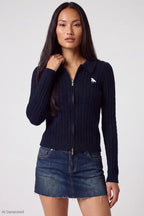 Cable Knit Zip Sweater - Navy - Shot 3 Hero - Final