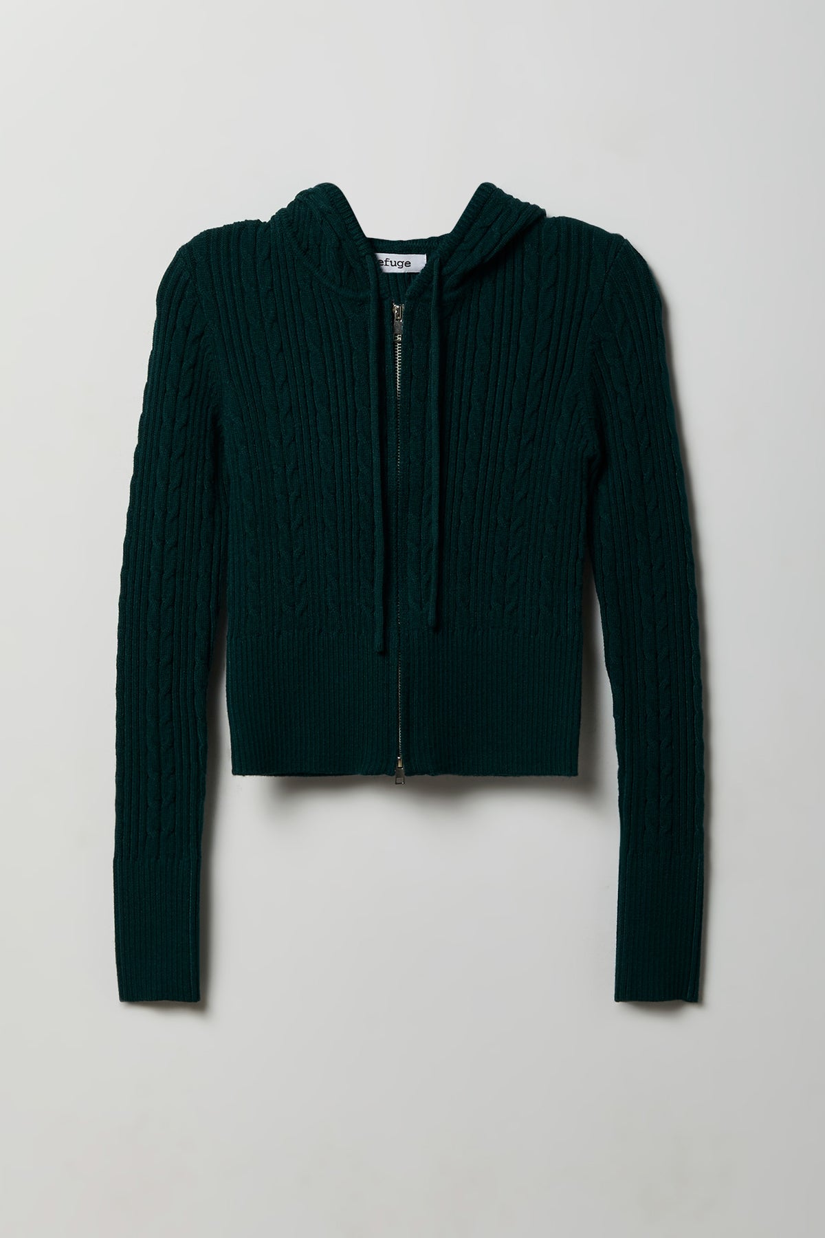Alt View 4. Cable Knit Zip Hoodie Sweater - Green
