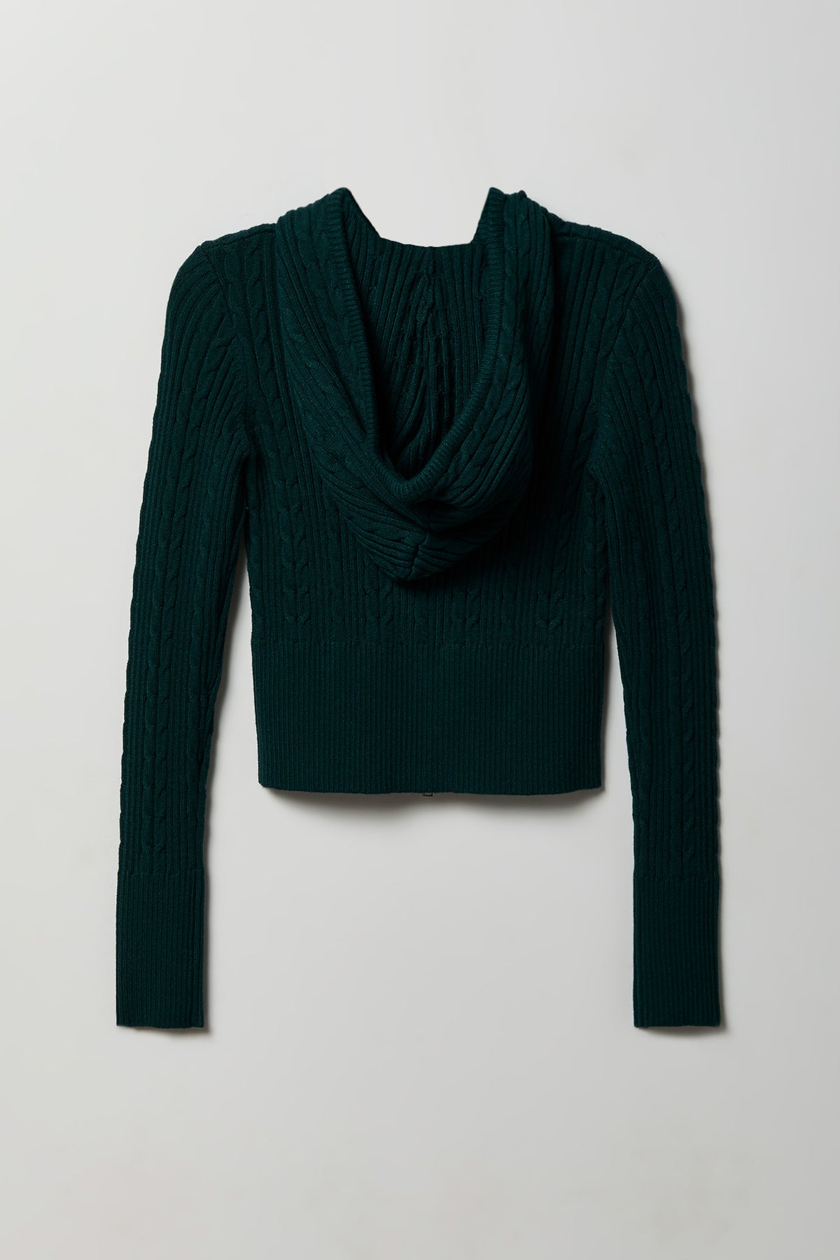 Alt View 5. Cable Knit Zip Hoodie Sweater - Green