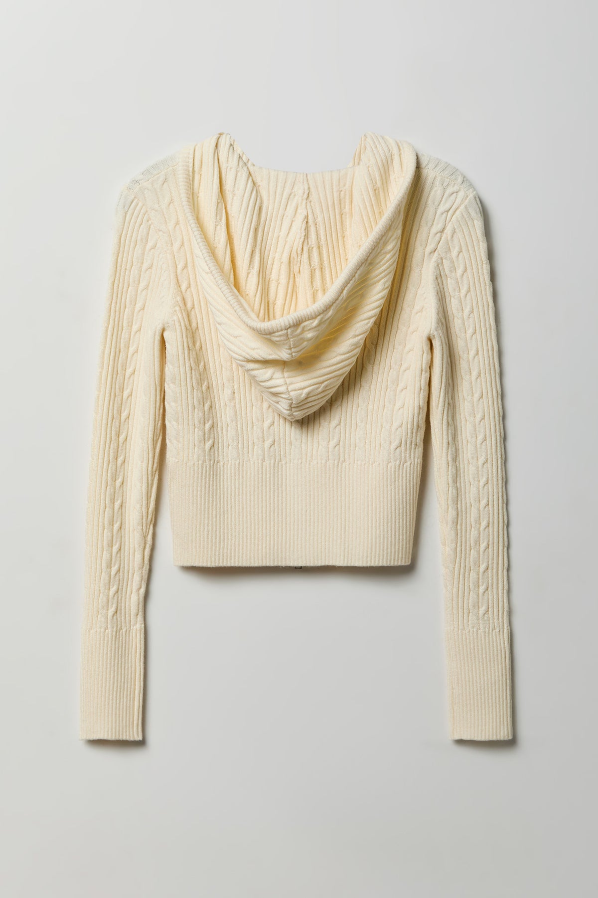 Alt View 5. Cable Knit Zip Hoodie Sweater - Ivory