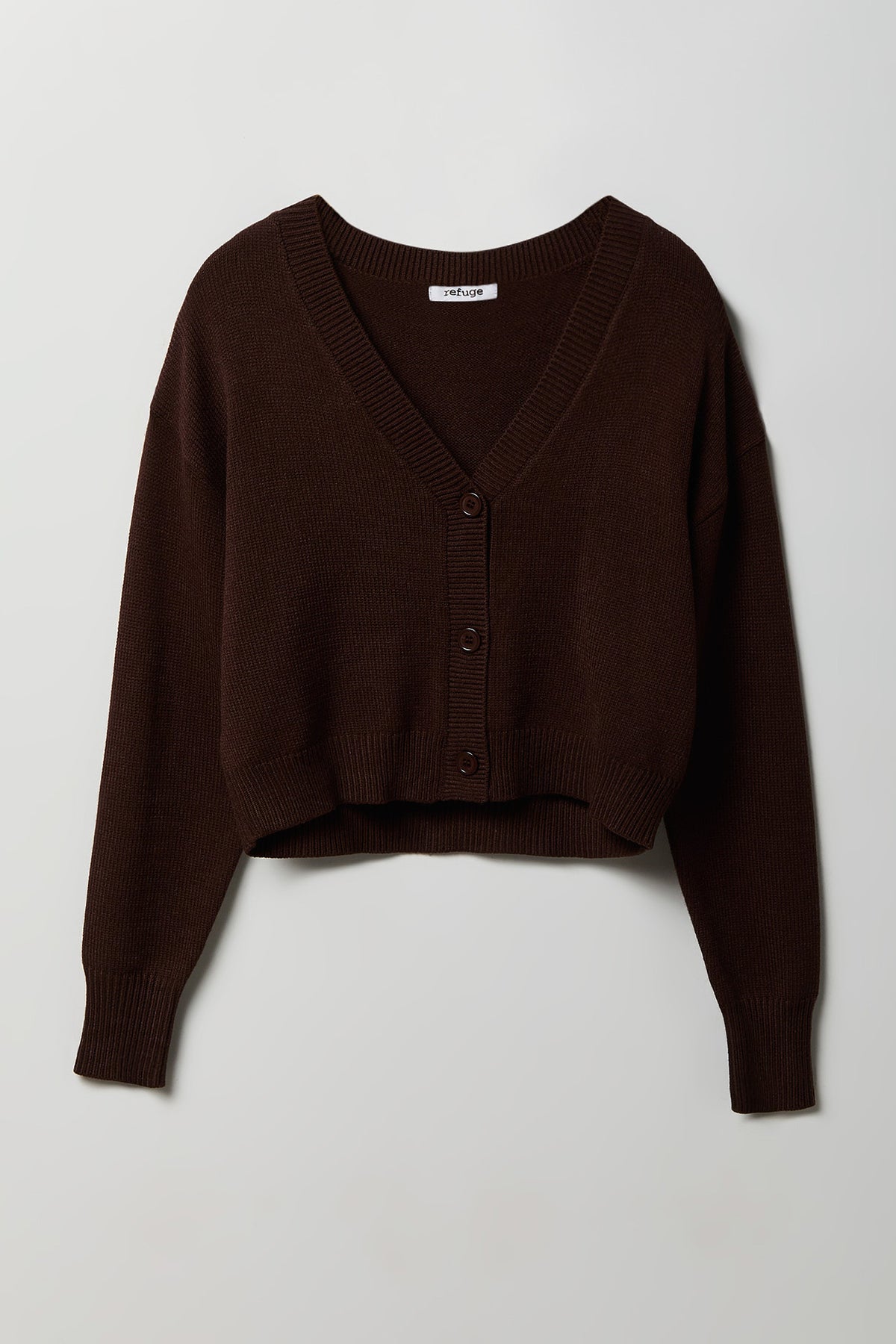 V-Neck Button-Up Cardigan - Brown
