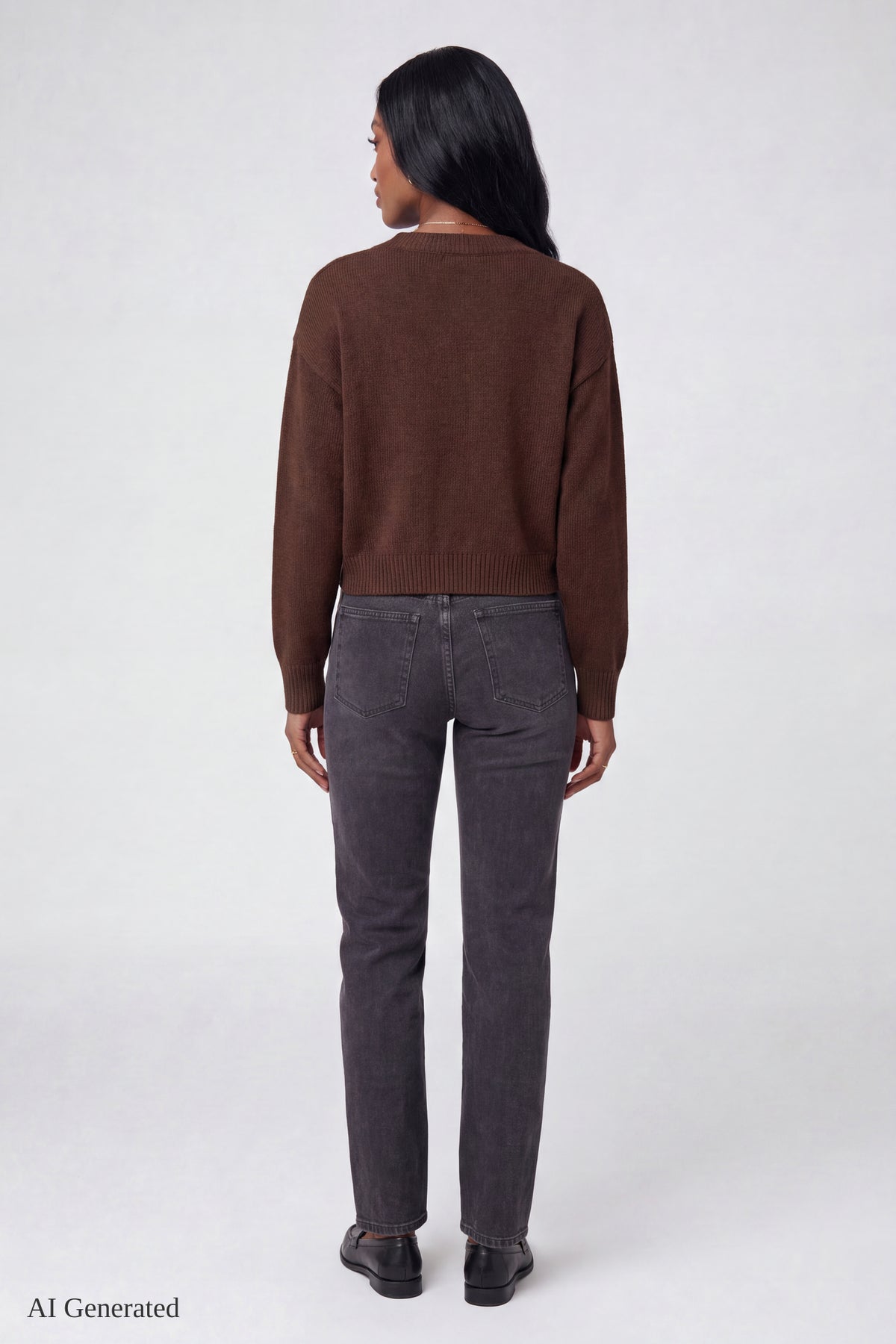 Alt View 3. V-Neck Button-Up Cardigan - Brown