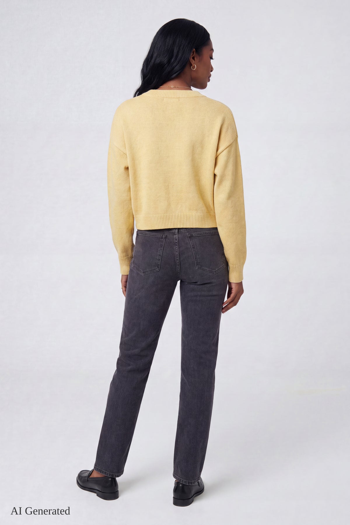 Alt View 3. V-Neck Button-Up Cardigan - Yellow