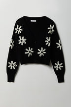 3D V-Neck Button-Up Cardigan