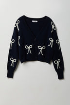 3D V-Neck Button-Up Cardigan