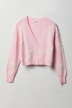 3D V-Neck Button-Up Cardigan