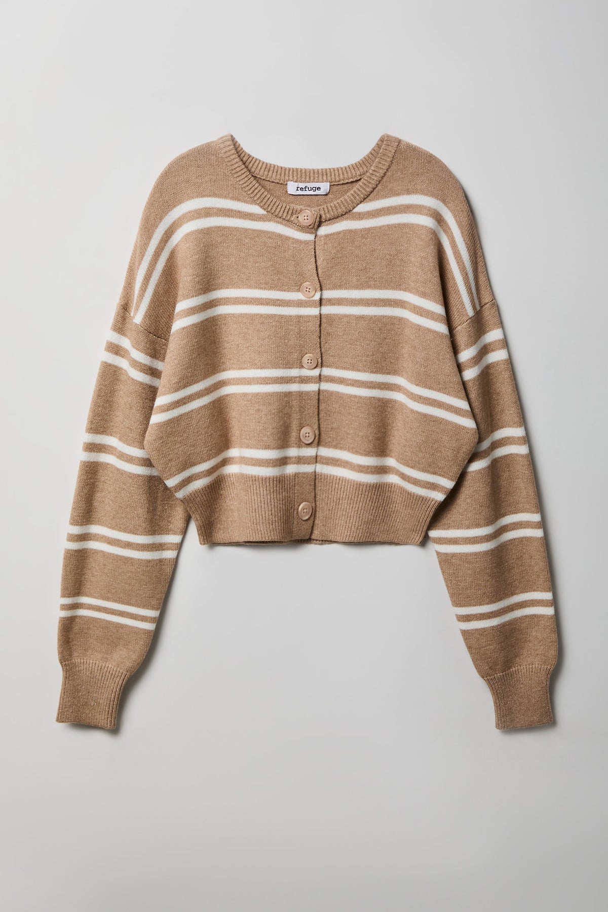 Alt View 4. Striped Button-Up Cardigan - Oatmeal