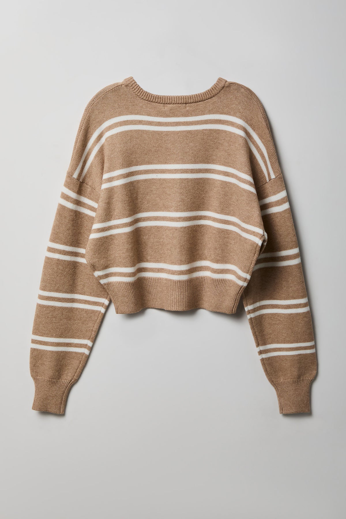 Alt View 5. Striped Button-Up Cardigan - Oatmeal