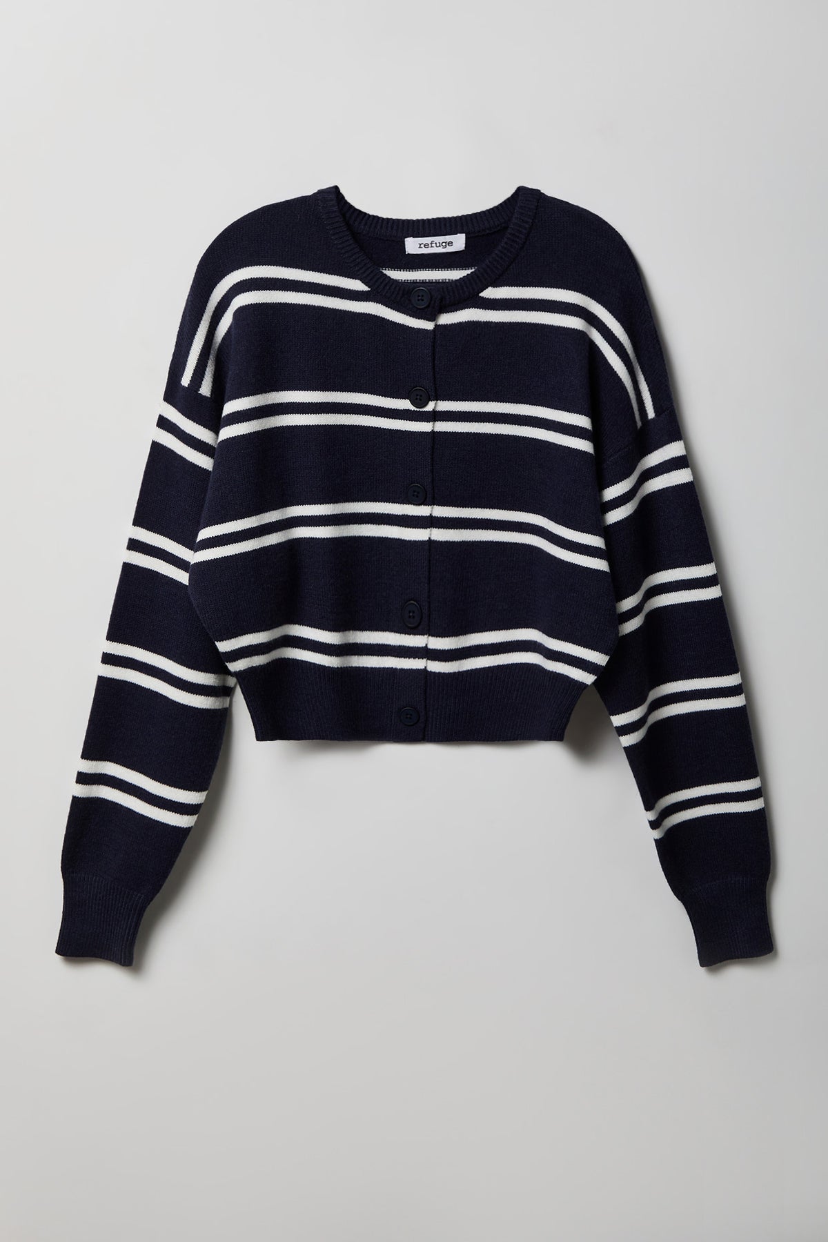 Alt View 4. Striped Button-Up Cardigan - Navy