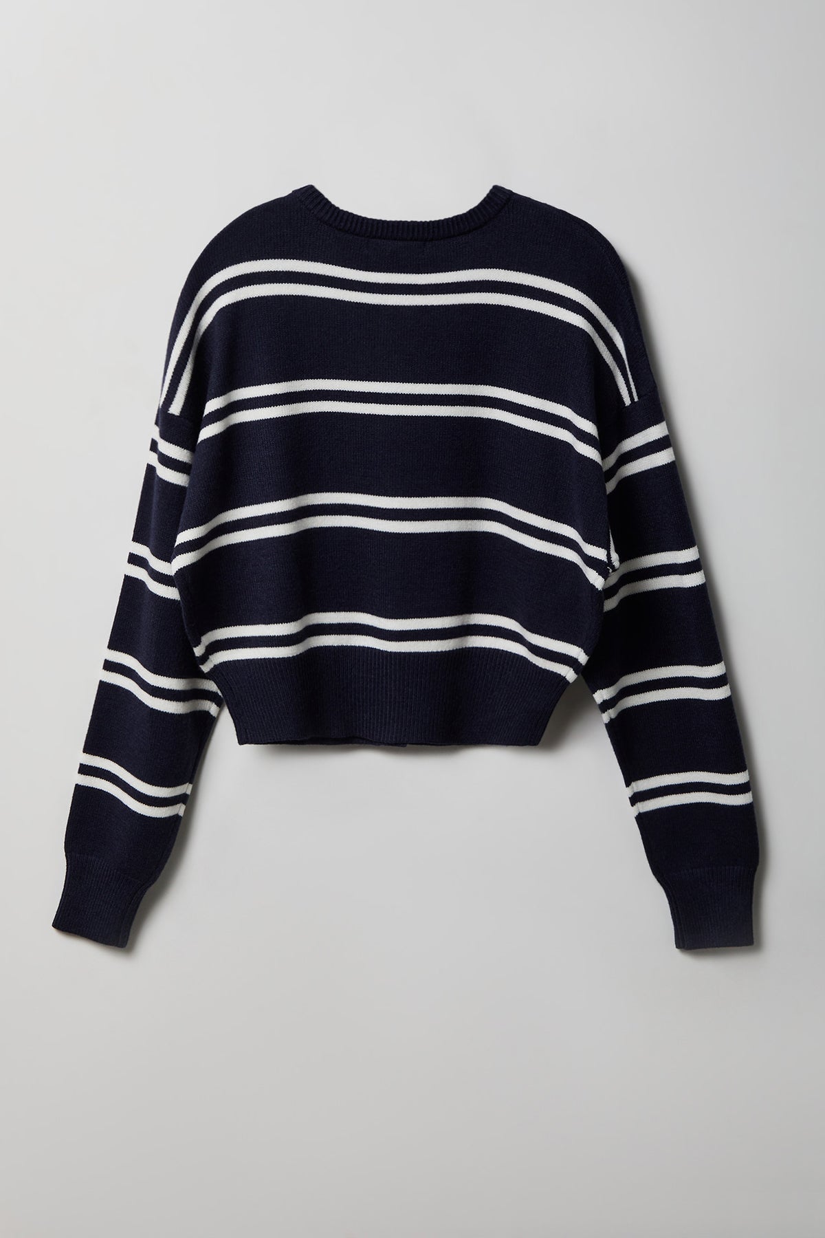 Alt View 5. Striped Button-Up Cardigan - Navy