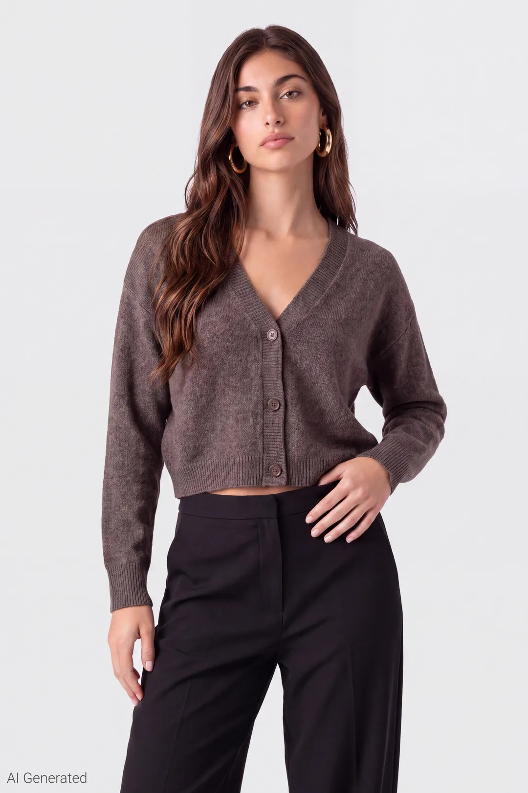 Mossy Knit Cardigan - Dark Brown