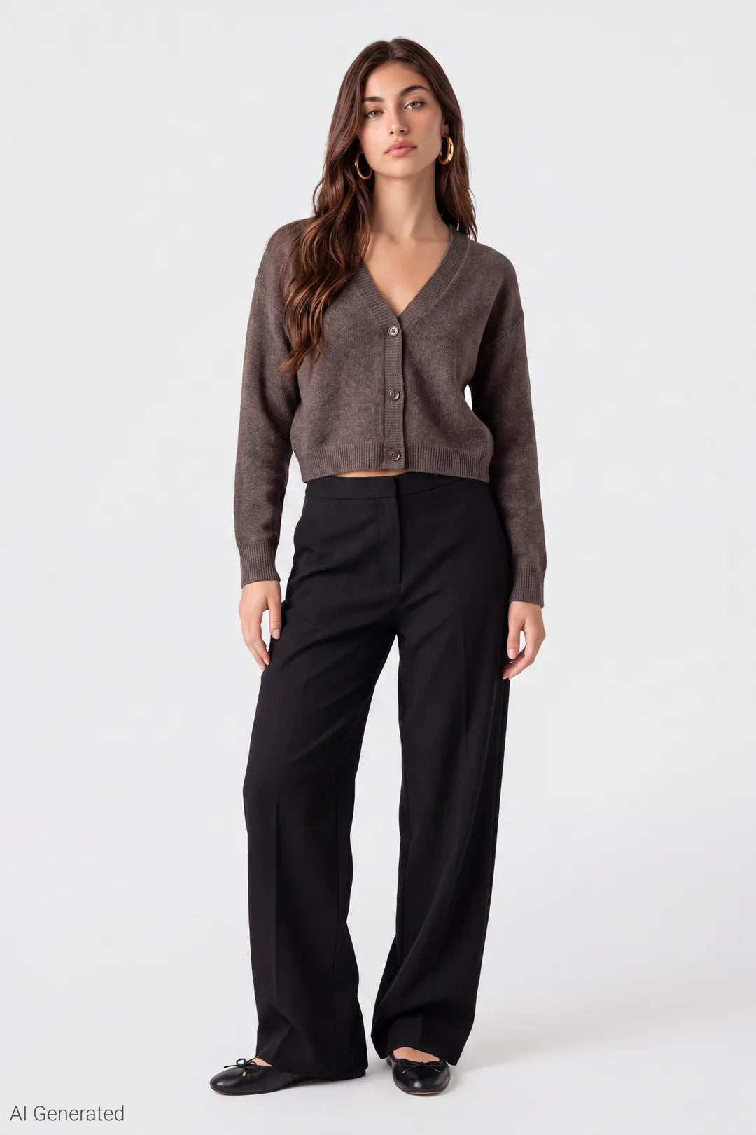 Alt View 2. Mossy Knit Cardigan - Dark Brown