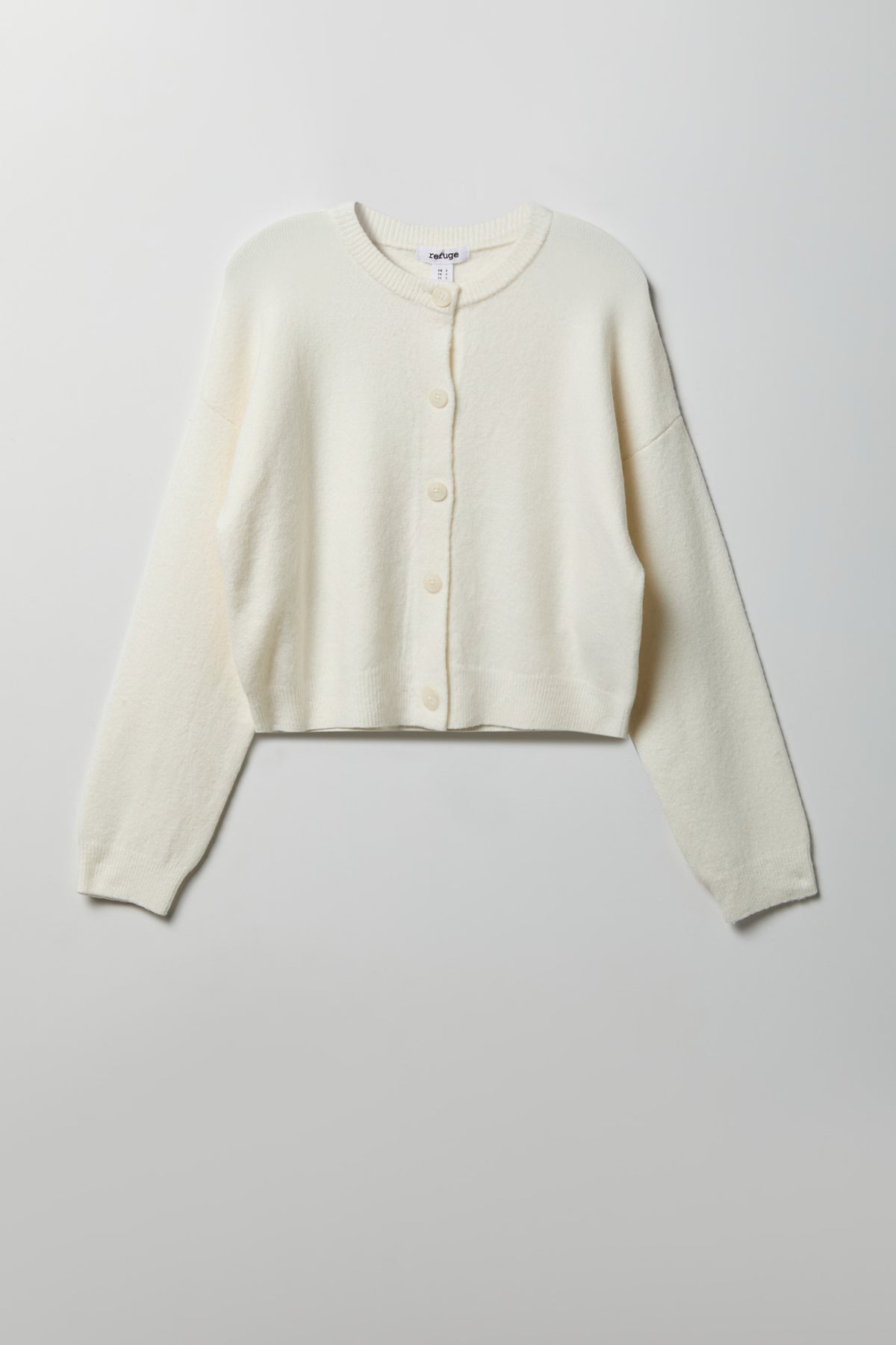 Mossy Knit Button Front Cardigan - Ivory