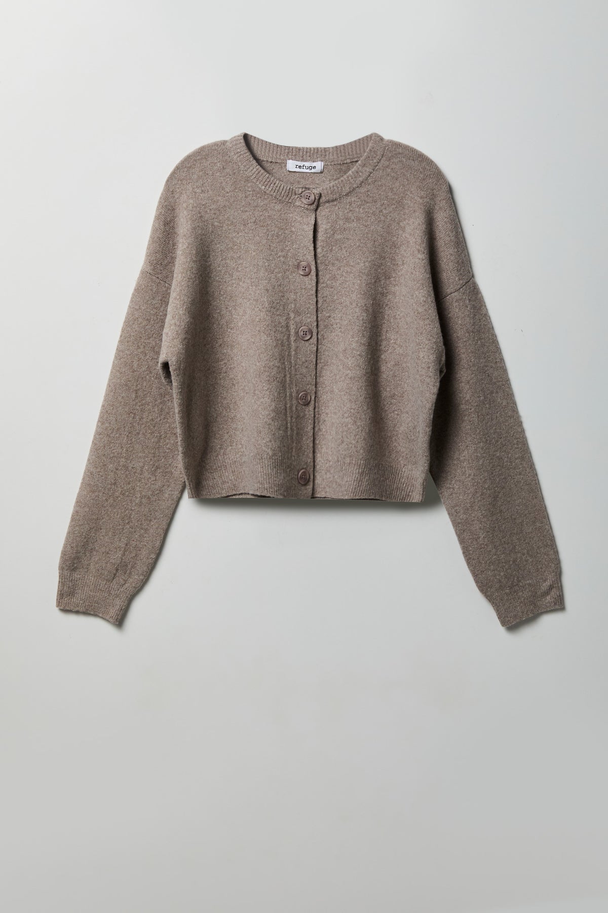 Mossy Knit Button Front Cardigan - Taupe