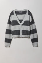 Mossy Knit Striped Cardigan