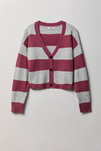 Mossy Knit Striped Cardigan