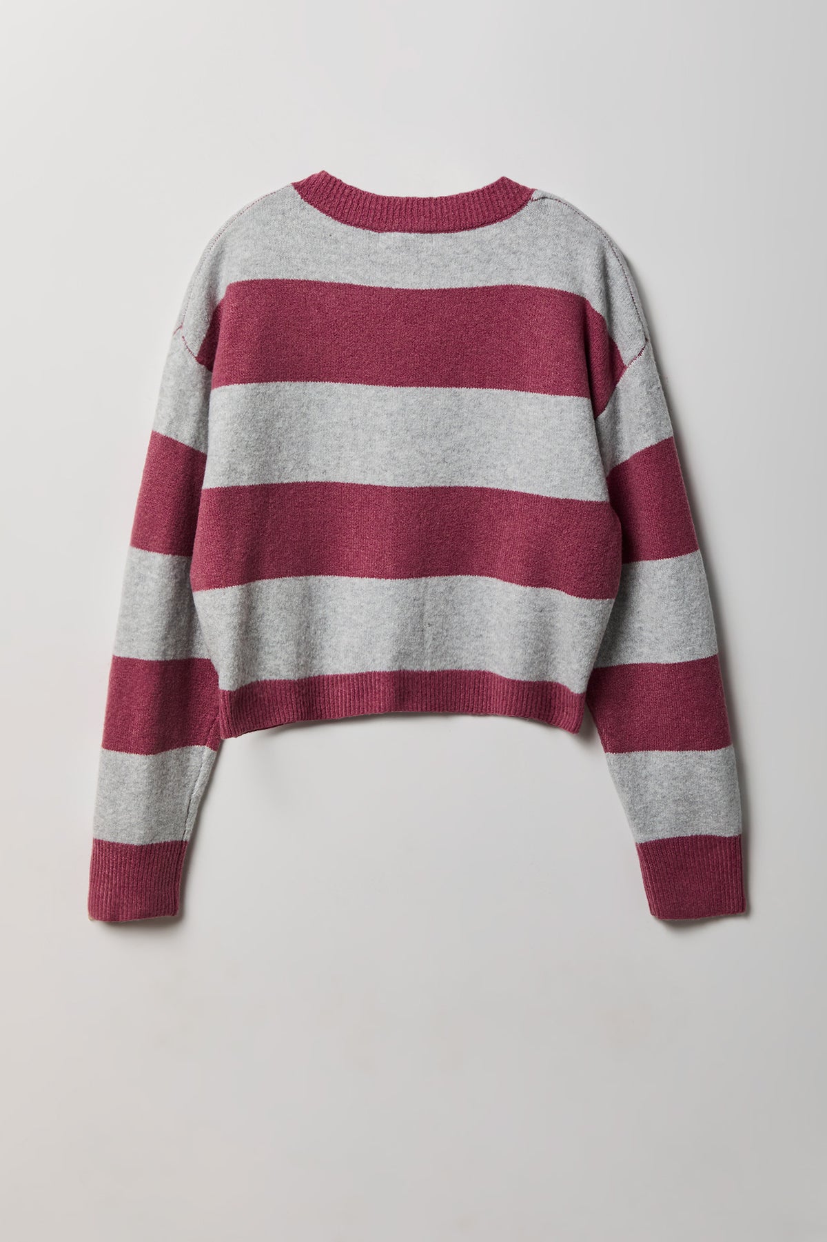 Alt View 2. Mossy Knit Striped Cardigan - Plum