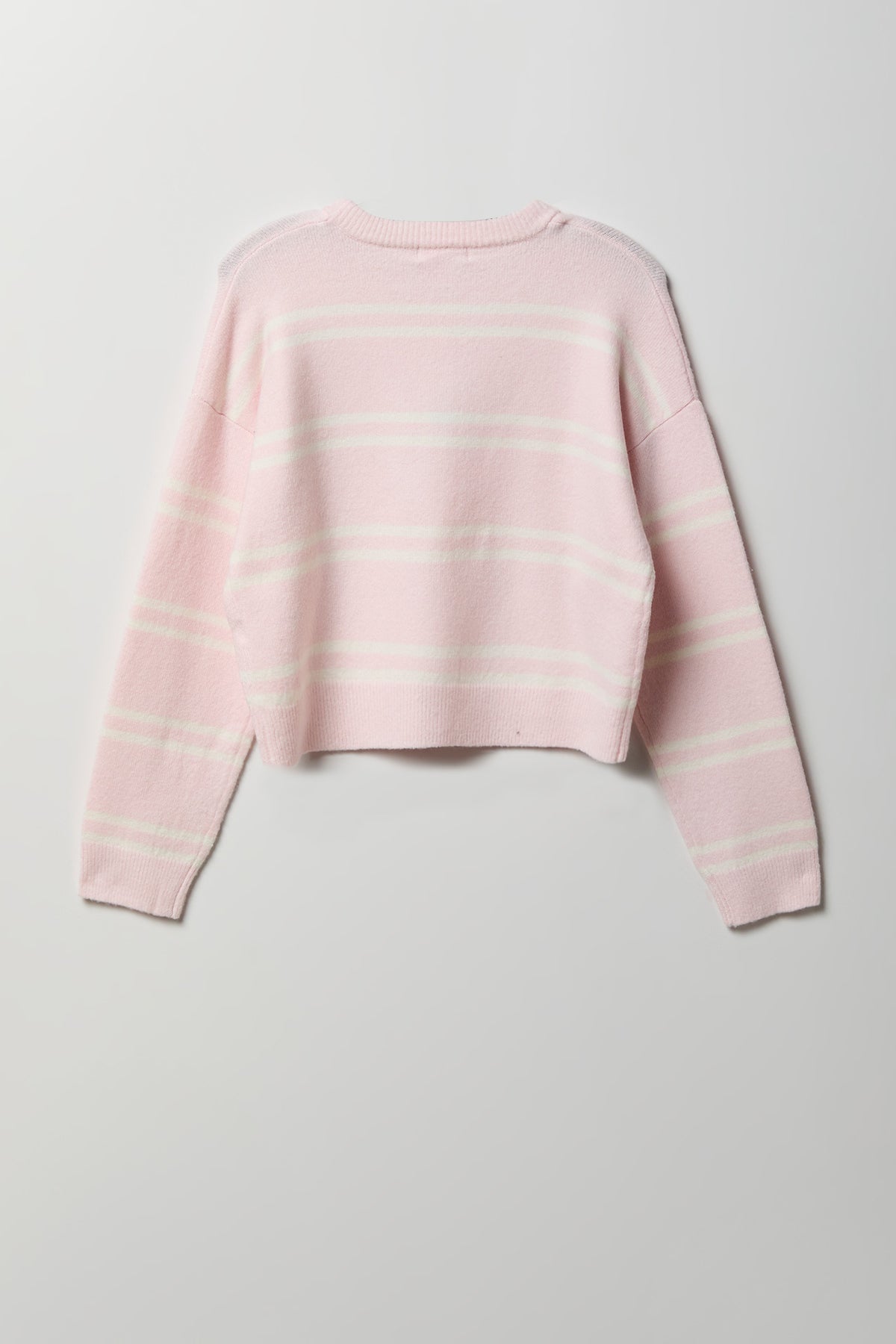 Alt View 2. Striped Mossy Knit Button Front Cardigan - Light Pink