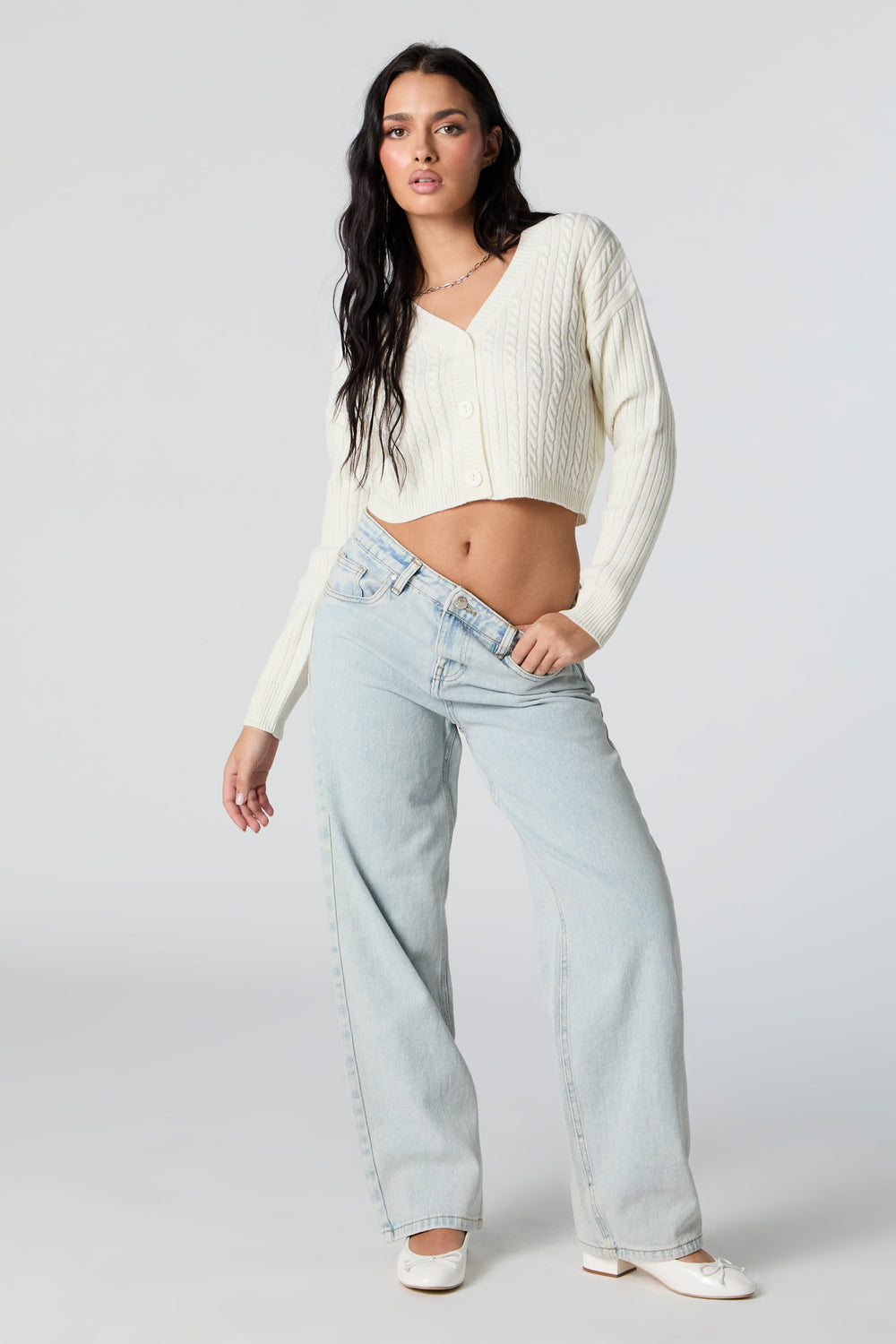 Cable Knit Button-Up Cropped Cardigan Cable Knit Button-Up Cropped Cardigan 9