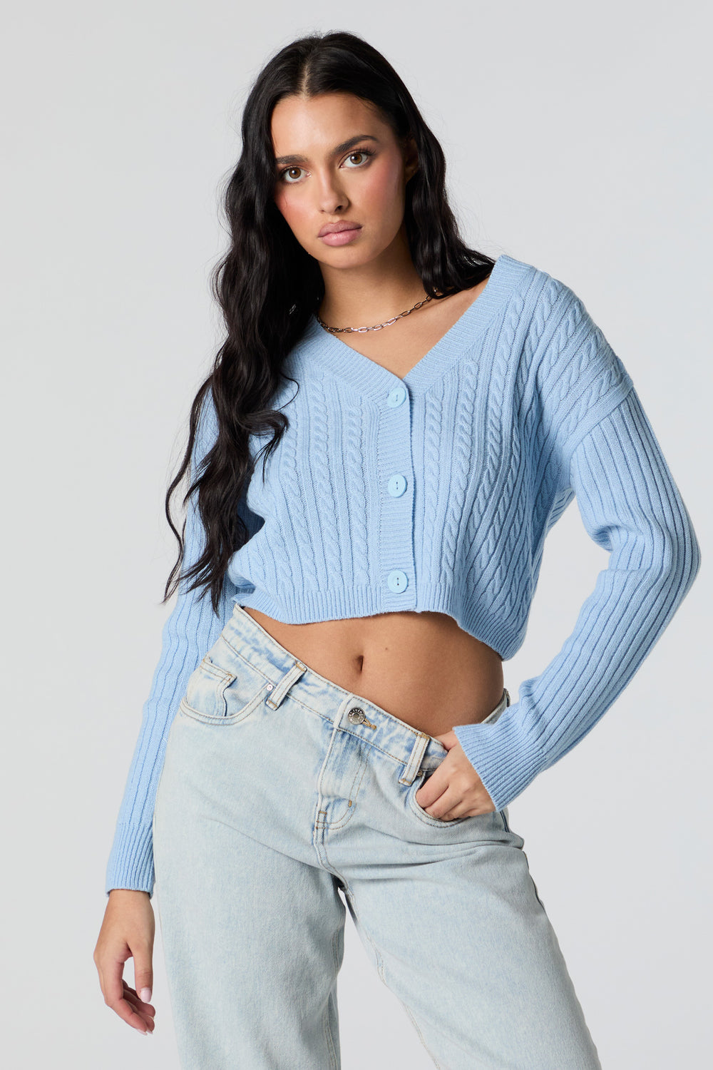 Cable Knit Button-Up Cropped Cardigan Cable Knit Button-Up Cropped Cardigan 10