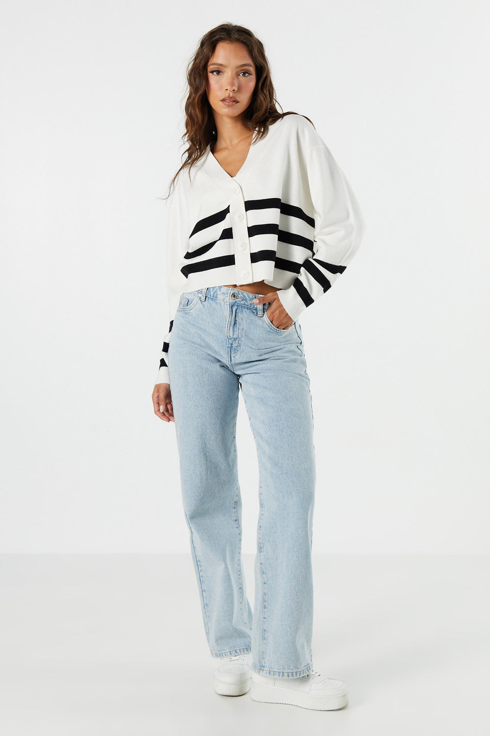 Striped Button Front Cardigan Striped Button Front Cardigan 3