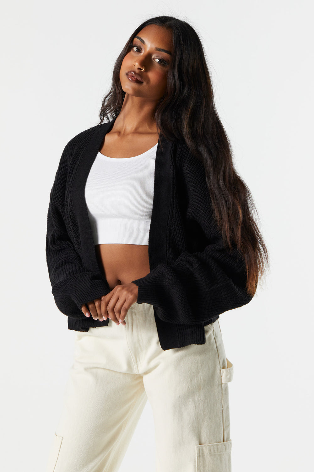 Open Front Knit Cropped Cardigan Open Front Knit Cropped Cardigan 2