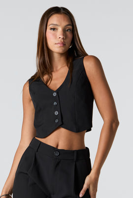 Button Front Cropped Vest