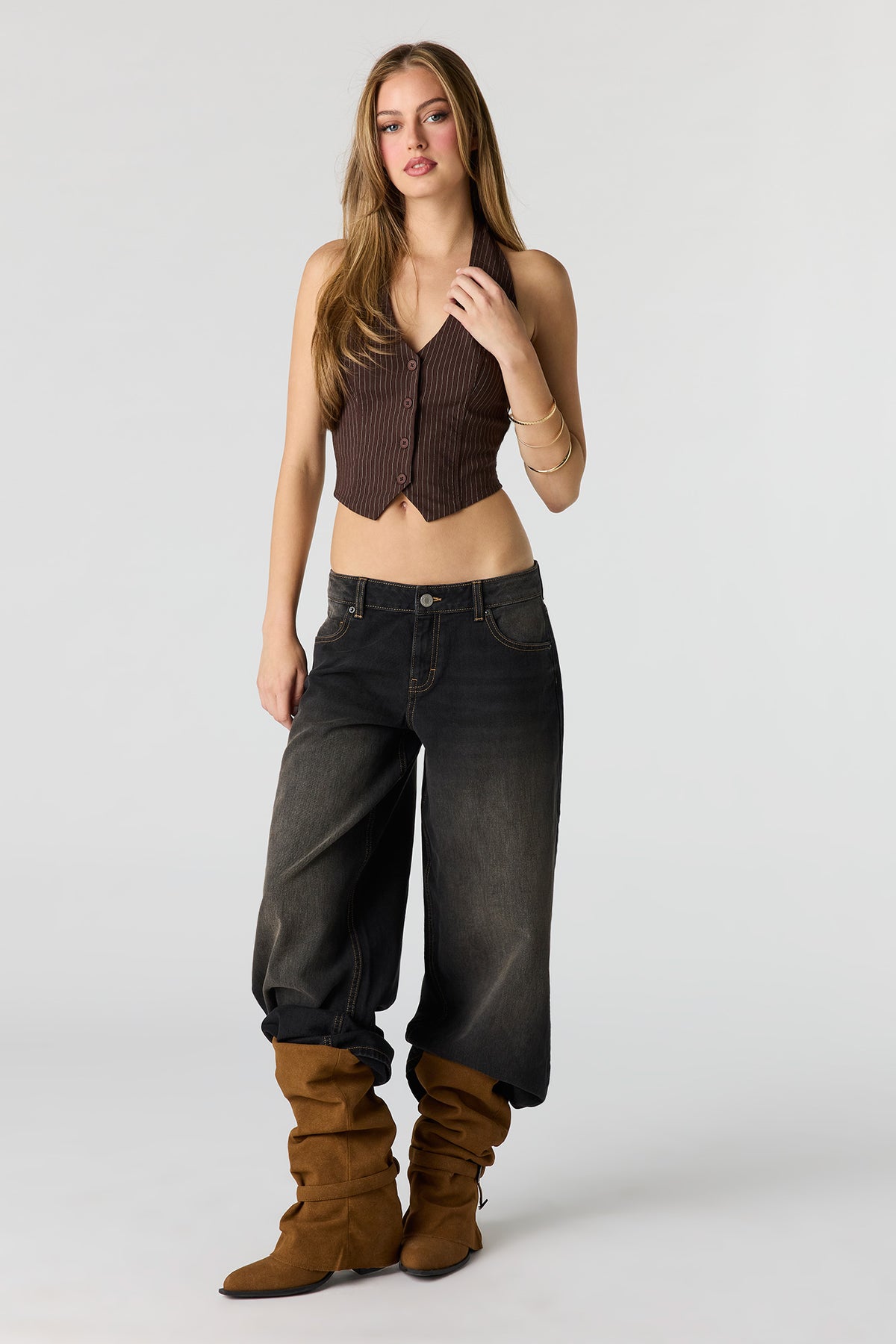 Alt View 3. Halter Vest - Brown