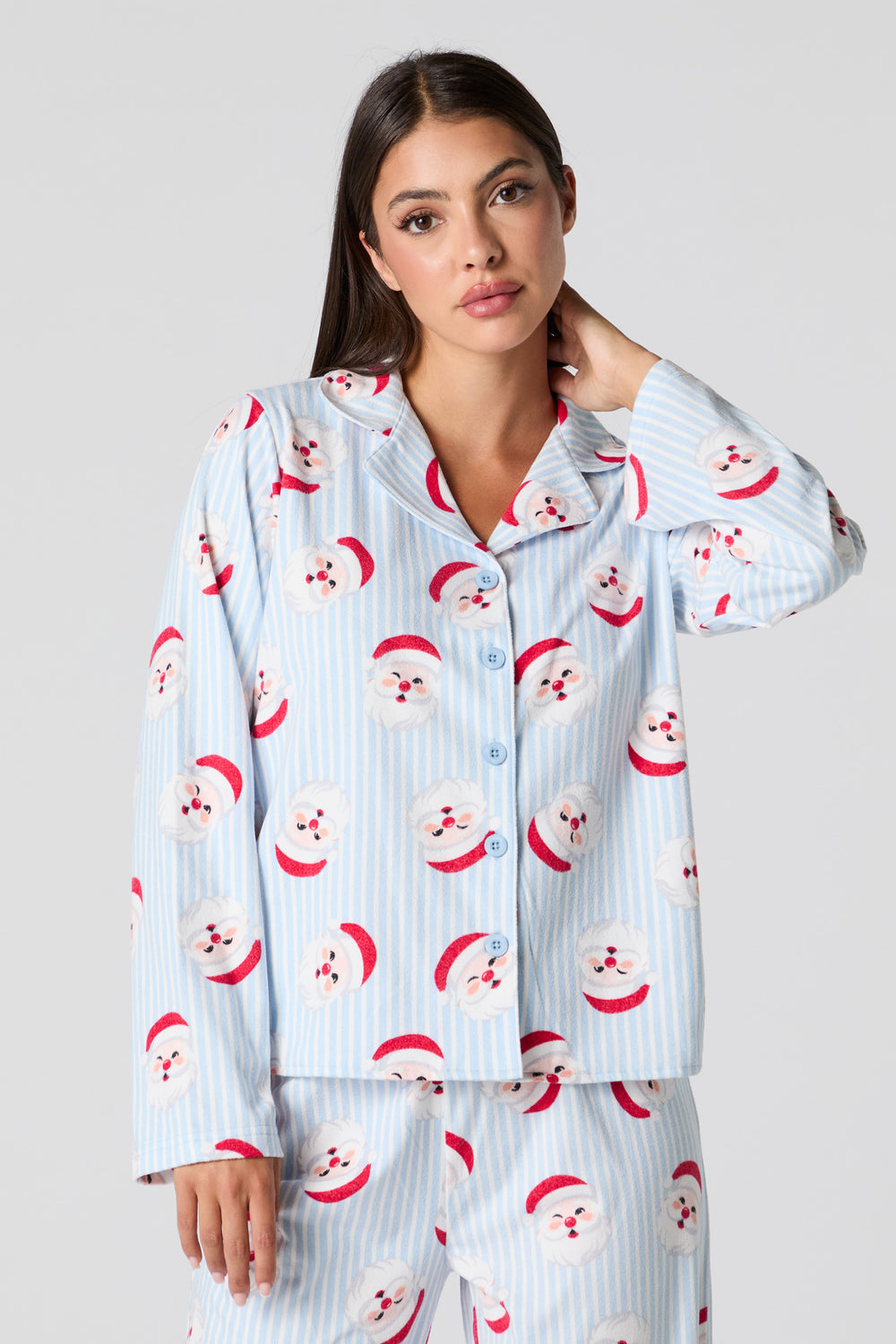 Womens Matching the Family Santa Flannel 2 Piece Pajama Set Womens Matching the Family Santa Flannel 2 Piece Pajama Set 2