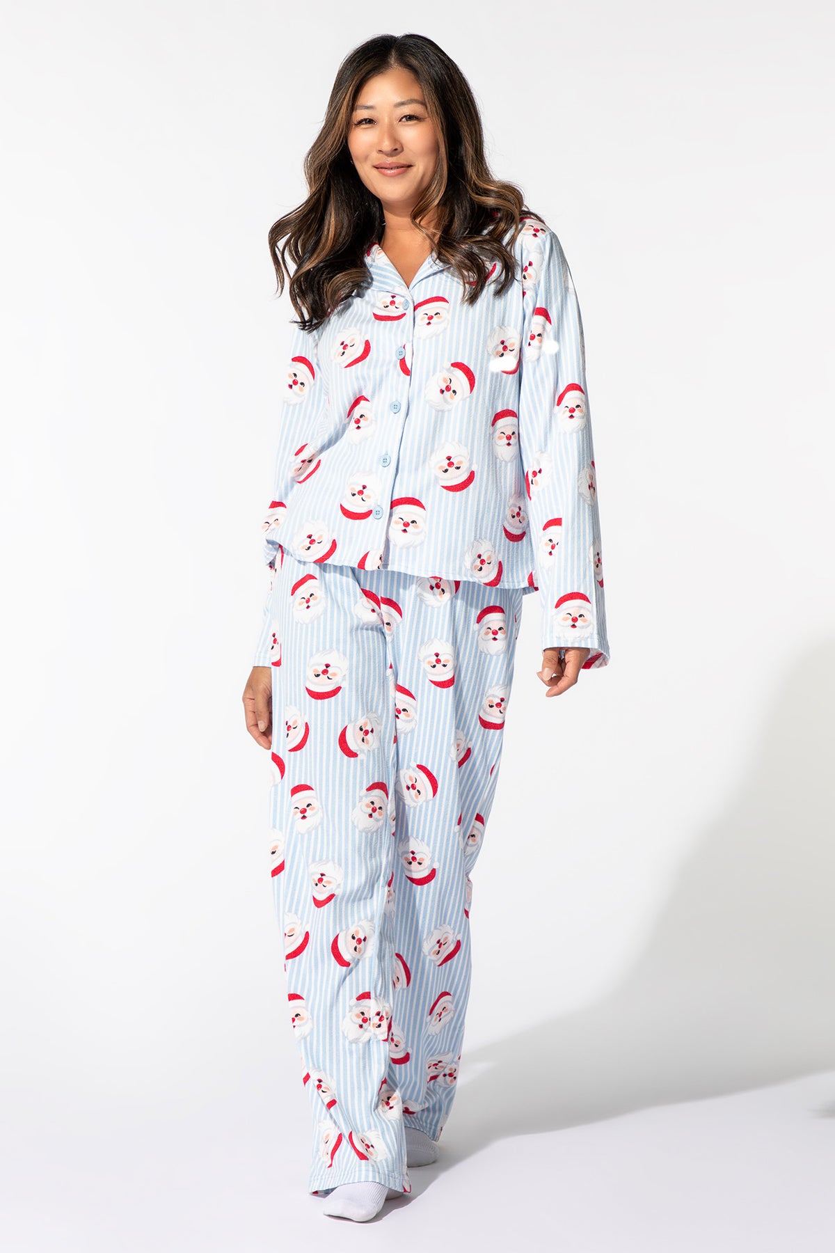 Womens Matching the Family Santa Flannel 2 Piece Pajama Set