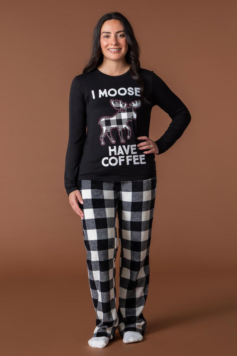 Womens Matching the Family Moosing Around 2 Piece Pajama Set