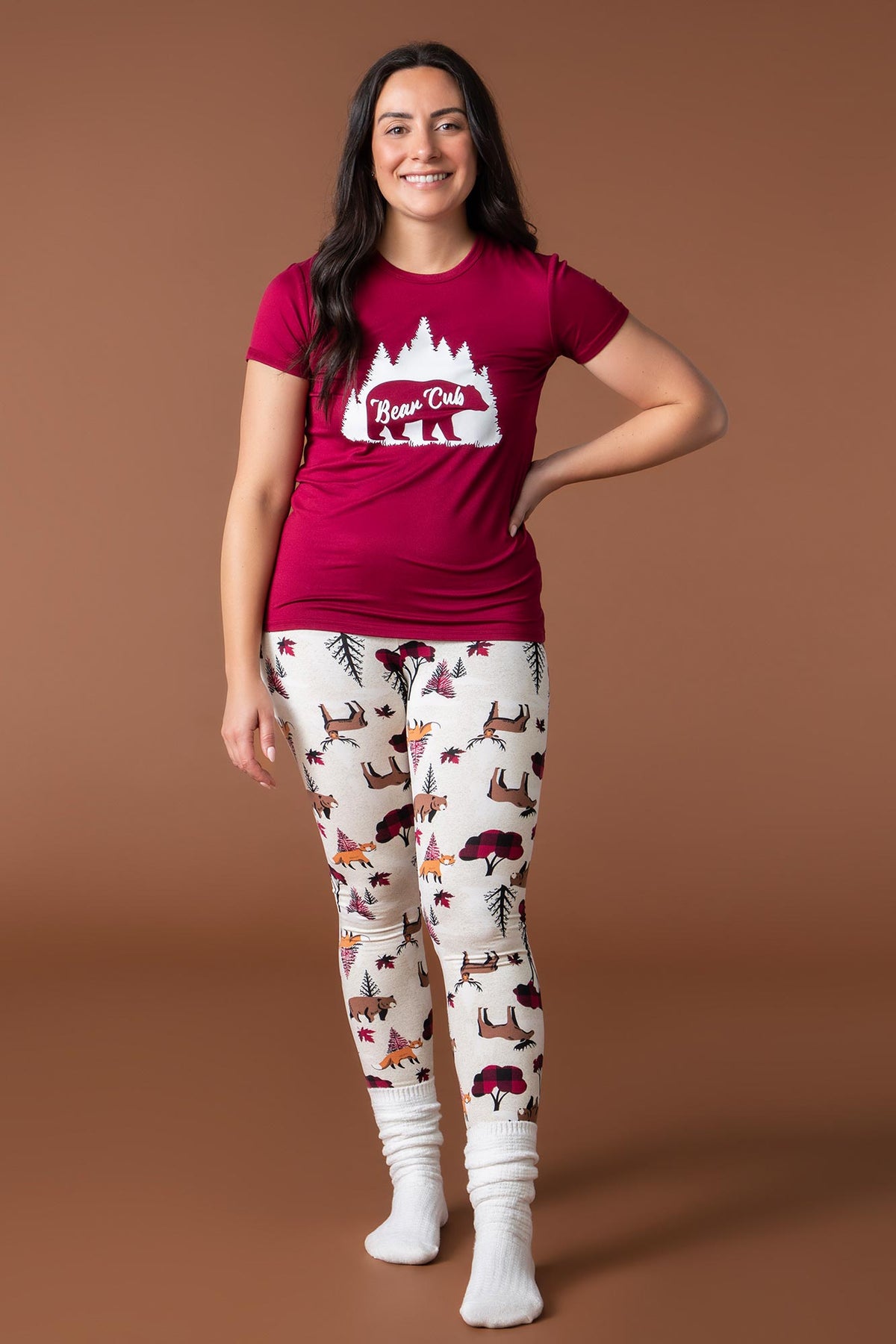 Womens Matching the Family Bear Cub 2 Piece Pajama Set