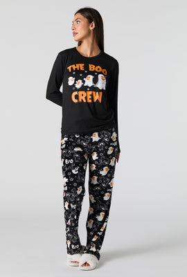 Womens Matching the Family Boo Crew 2 Piece Pajama Set