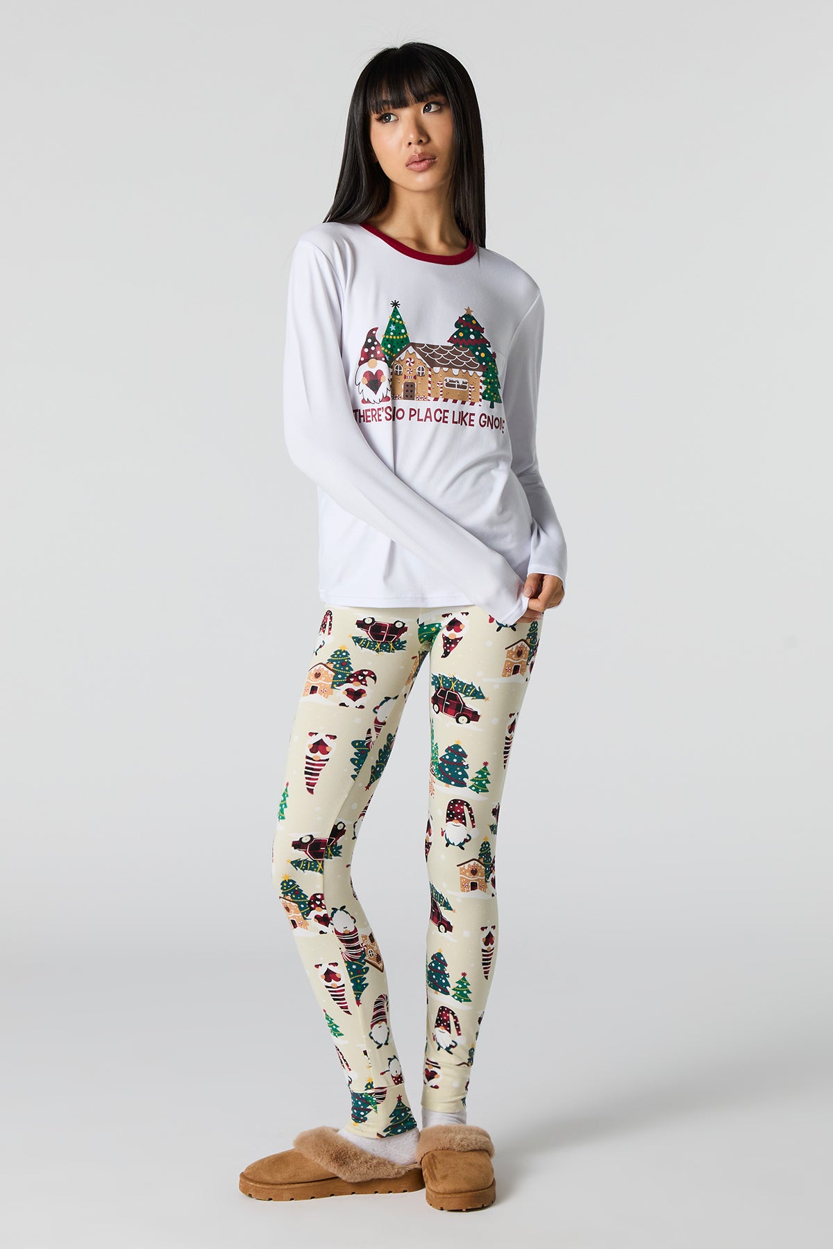 Womens Matching the Family Gnome For the Holidays 2 Piece Pajama Set