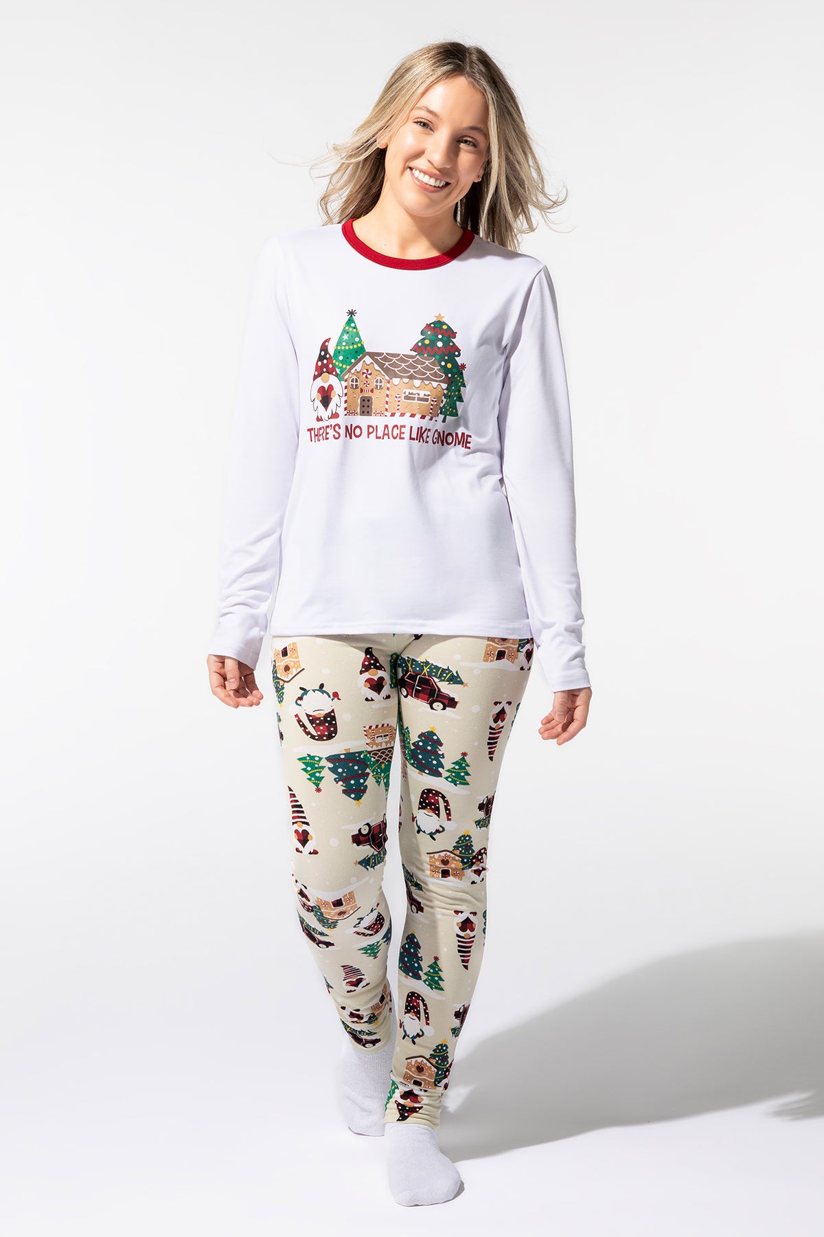 Womens Matching the Family Gnome For the Holidays 2 Piece Pajama Set