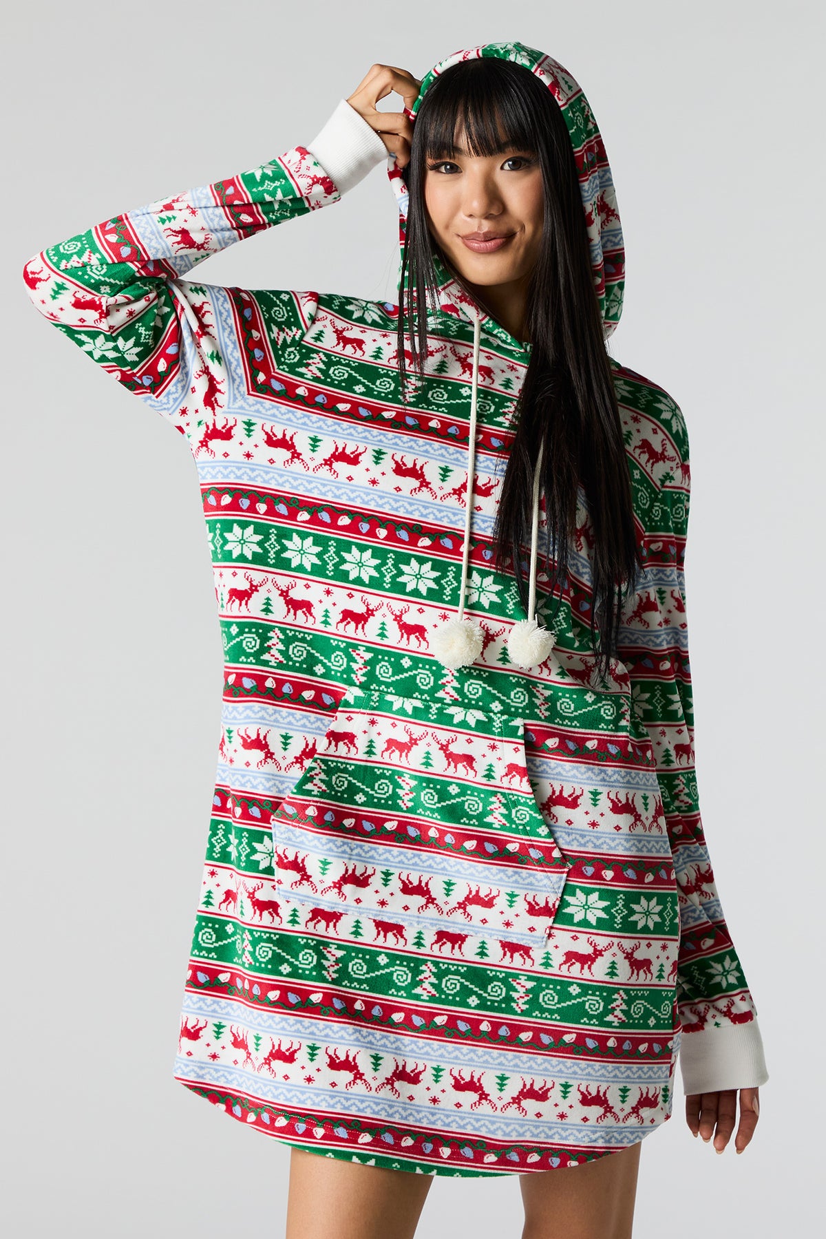 Womens Matching the Family Holiday Fair Isle Hooded Pajama Dress