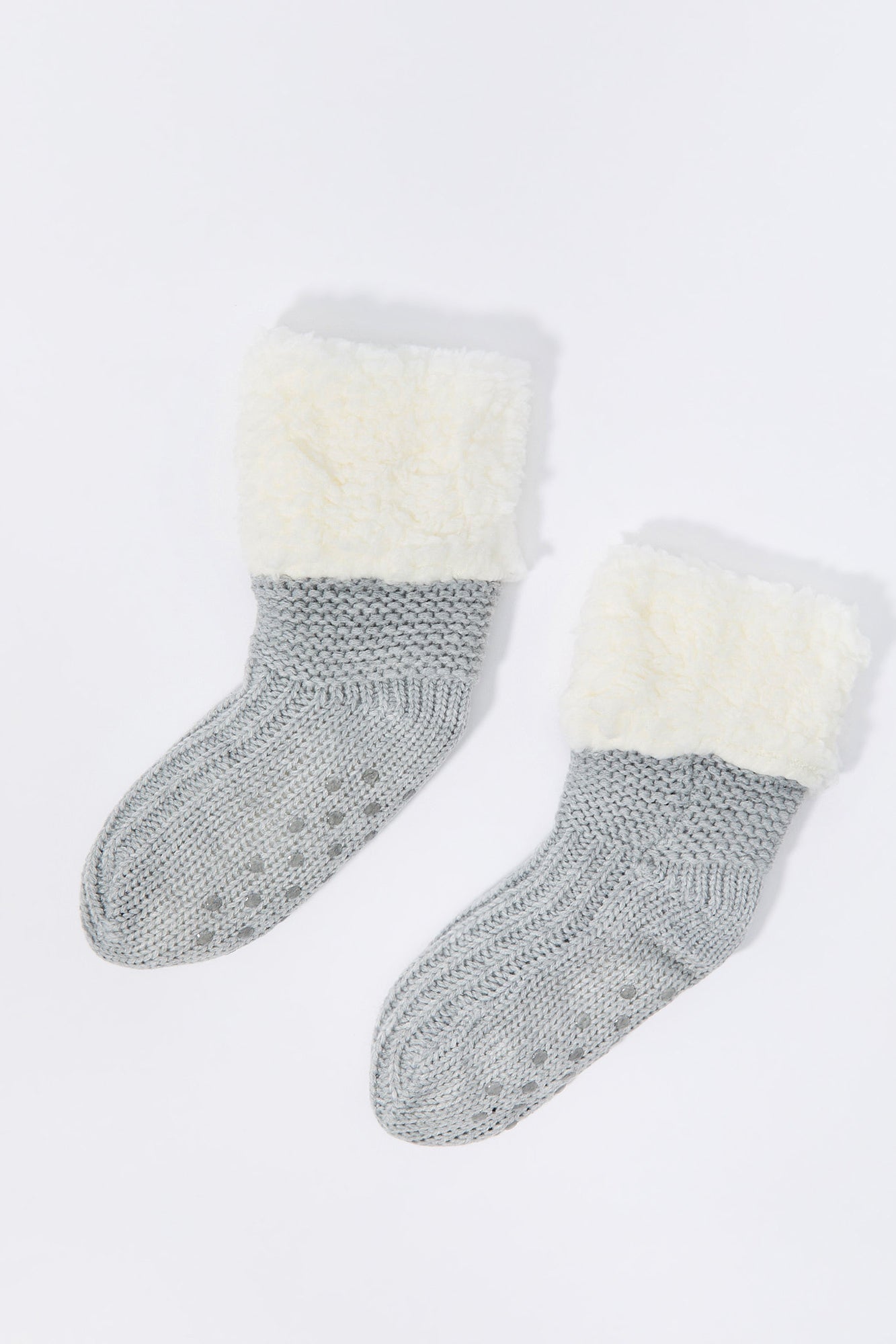 Faux Fur Collared Sock Slippers