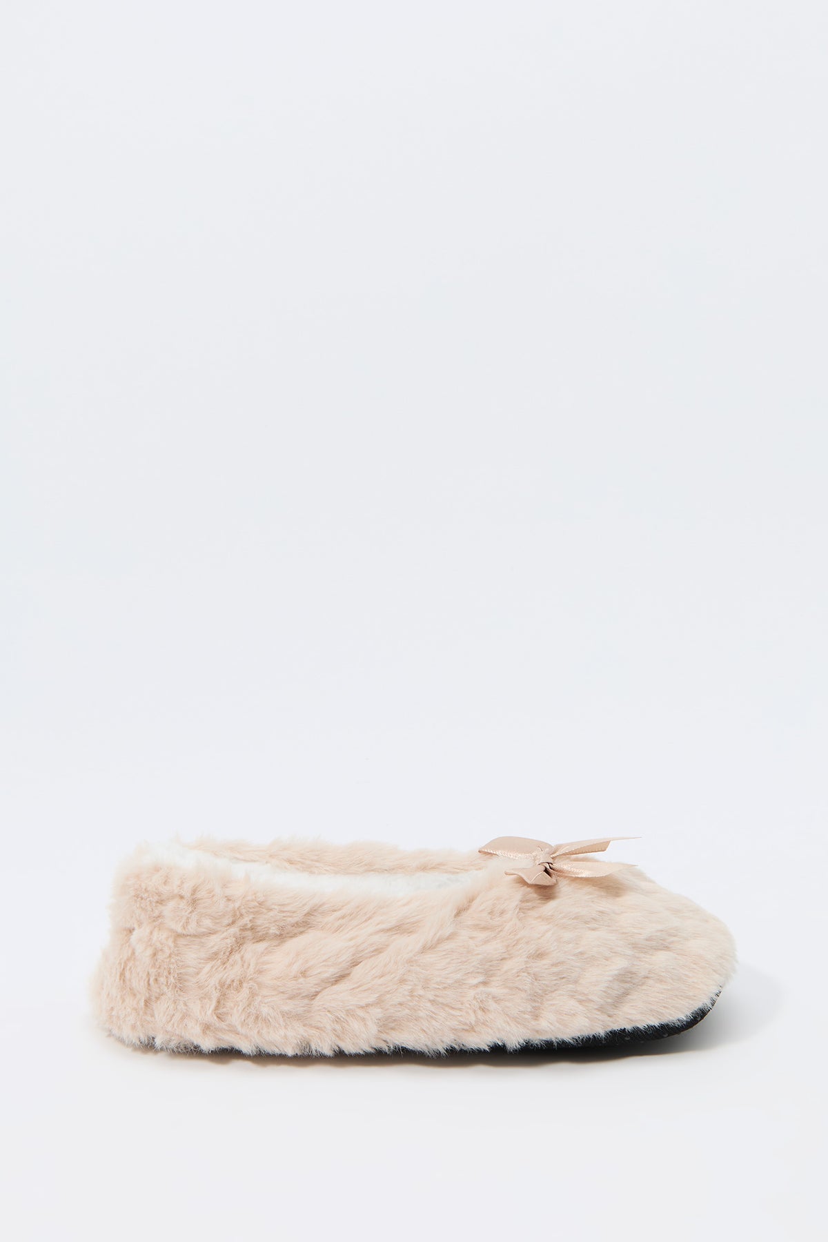 Faux-Fur Ballerina Bow Slipper